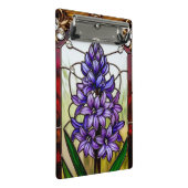 Verkleidetes Glasfenster mit lebhafter Blume Mini Klemmbrett (Schrägansicht)