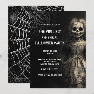 Verkleidung als Skelett-Puppe Halloween-Party Einladung