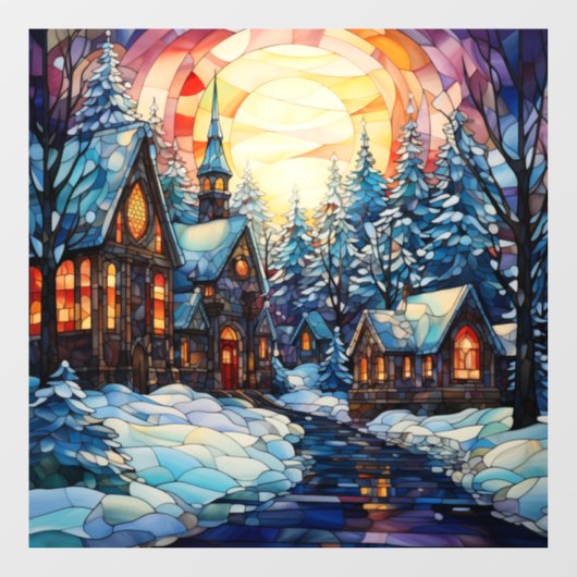 Verkleidung der Glaskirche Fensteraufkleber (Blatt)