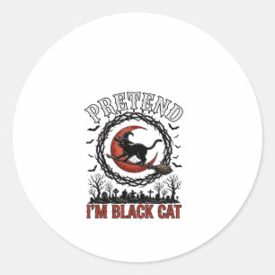 Verkleidung Schwarze Katze Halloween Hexenhut Rote Runder Aufkleber