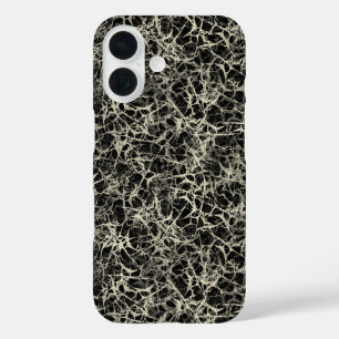 Verknüpfte Neuronen auf Schwarz - nahtloses Muster iPhone 16 Hülle