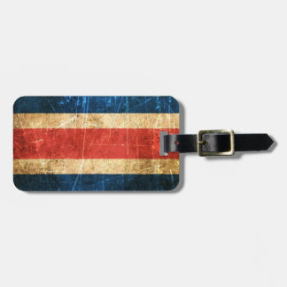 Verkratzte und getragene Vintage Costa Rica Flagge Gepäckanhänger