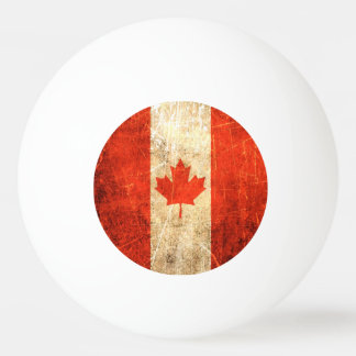 Verkratzte und getragene Vintage kanadische Flagge Tischtennisball