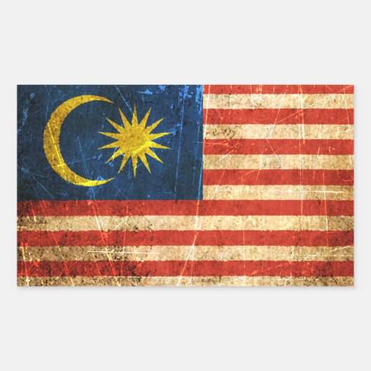 Verkratzte und getragene Vintage malaysische Rechteckiger Aufkleber (Vorderseite)