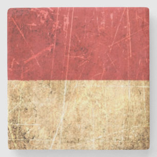 Verkratzte und getragene Vintage Monaco-Flagge Steinuntersetzer