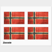 Verkratzte und getragene Vintage norwegische Rechteckiger Aufkleber (Blatt)