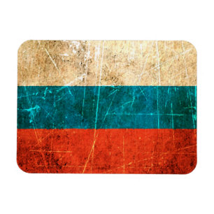 Verkratzte und getragene Vintage russische Flagge Magnet