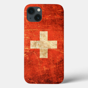 Verkratzte und getragene Vintage Schweizer Flagge Case-Mate iPhone Hülle