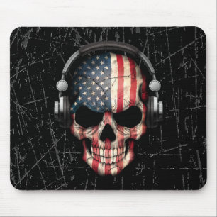 Verkratzter amerikanischer DJ-Schädel mit Mousepad