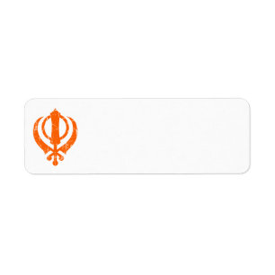 Verkratztes orange SikhKhanda Symbol