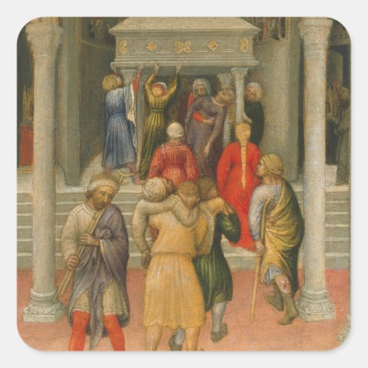 Verkrüppelt und krank am Grab des hl. Nikolaus Quadratischer Aufkleber (Vorderseite)