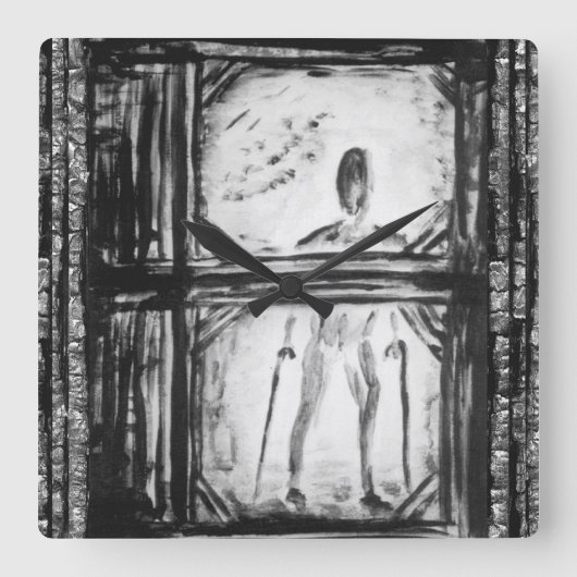 verkrüppelter Mann Quadratische Wanduhr (Vorderseite)