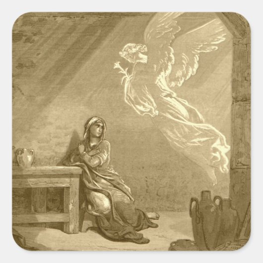 Verkündung der gesegneten Jungfrau Mary Quadratischer Aufkleber (Vorderseite)