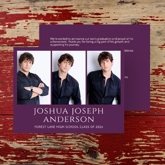 Verkündung des Fotos von Lila Abschlüssen Mitteilungskarte