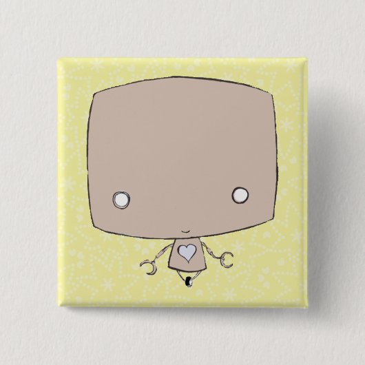 Verkupfern Sie den kleinen Roboter (Zitrone washi Button (Vorderseite)