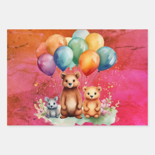 Verkürzung der Niedliche Tiere des Papierabdrucks Geschenkpapier Set (Vorderseite)