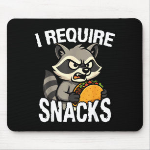 Verlange Snacks süße Tier Meme Tee lustiger Waschb Mousepad