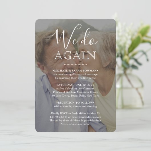 Verlängerung 2 Foto Wir machen wieder White Text H Einladung (Stehend Vorderseite)