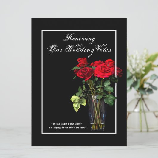 Verlängerung der Ehezeit - Rote Rosen Einladung (Stehend Vorderseite)