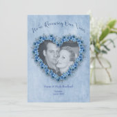 Verlängerung der Hochzeitsstimmung Blaue Rose Herz Einladung (Stehend Vorderseite)