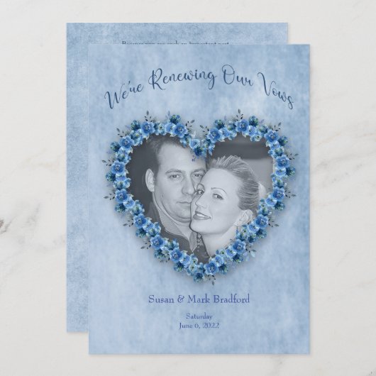 Verlängerung der Hochzeitsstimmung Blaue Rose Herz Einladung (Vorne/Hinten)