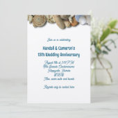 Verlängerung der Vows Beach Seashell Border Einladung (Stehend Vorderseite)