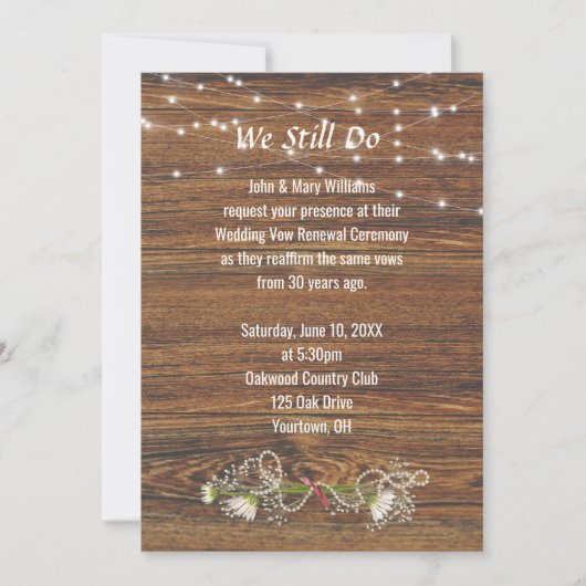 Verlängerung der Wood- und Light-String-Version Einladung (Vorderseite)