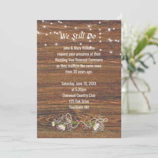 Verlängerung der Wood- und Light-String-Version Einladung (Stehend Vorderseite)