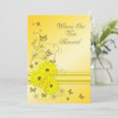 Verlängerung der Zulassung Gelbe Blume Einladung (Stehend Vorderseite)
