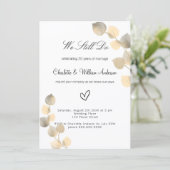 Verlängerung Golden Eukalyptus folia weiß Einladung (Stehend Vorderseite)