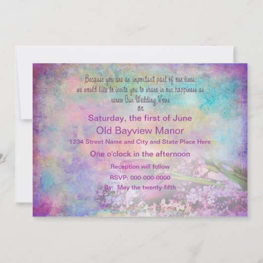 Verlängerung von Ehevows - Einladung zur Blumenfre (Rückseite)