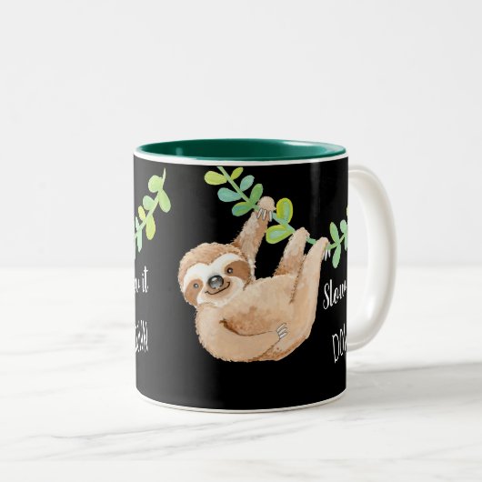 Verlangsamen Sie es Sloth-Kaffee-Tasse Zweifarbige Tasse (VorderseiteRechts)