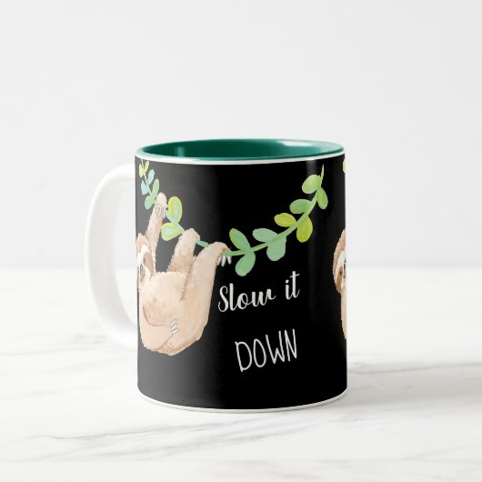 Verlangsamen Sie es Sloth-Kaffee-Tasse Zweifarbige Tasse (Vorderseite Links)