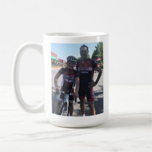 Verlangsamen Sie nie Blau u. das rote Radfahren Kaffeetasse