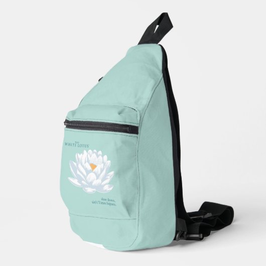 Verlangsamt, nicht zu spät - der weiße Lotus Crossbody Bag (Rechte Ecke)