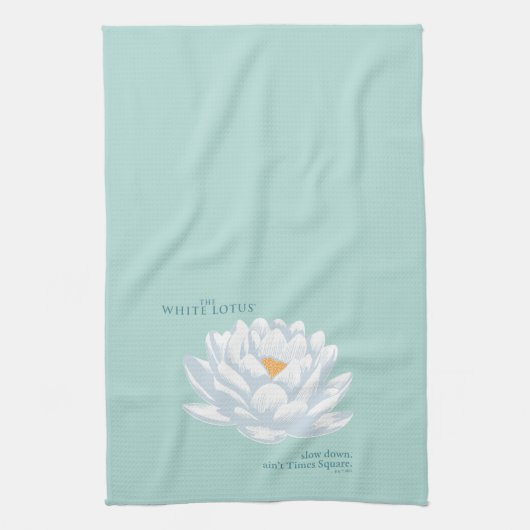 Verlangsamt, nicht zu spät - der weiße Lotus Geschirrtuch (Vertikal)