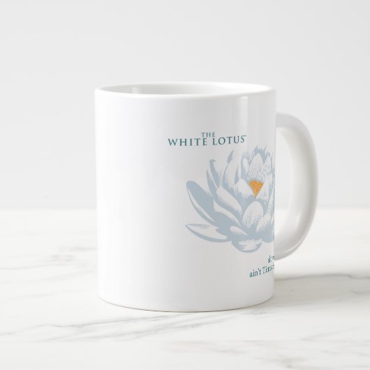 Verlangsamt, nicht zu spät - der weiße Lotus Jumbo-Tasse (Vorderseite Rechts)