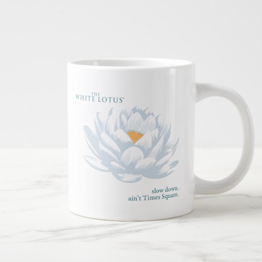 Verlangsamt, nicht zu spät - der weiße Lotus Jumbo-Tasse (Rechts)