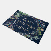 Verlass deine Karten außerhalb der Foliage Navy Fußmatte (Schrägansicht)