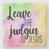 Verlass den Richter an Jesus Kalkstein Untersetzer (Vorderseite)