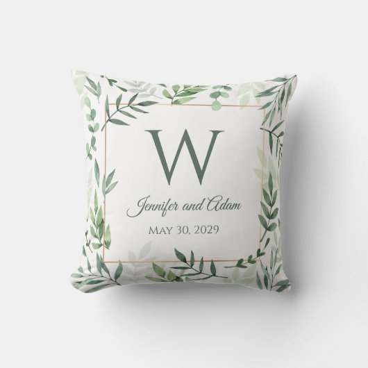 Verlass Design Leaf Garden Initial Wedding Pillow Kissen (Vorderseite)