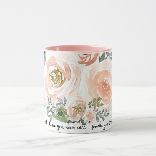 Verlass dir nie eine rosa Aquarellflora Christlich Tasse (Zentrum)