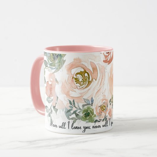 Verlass dir nie eine rosa Aquarellflora Christlich Tasse (Vorderseite Links)