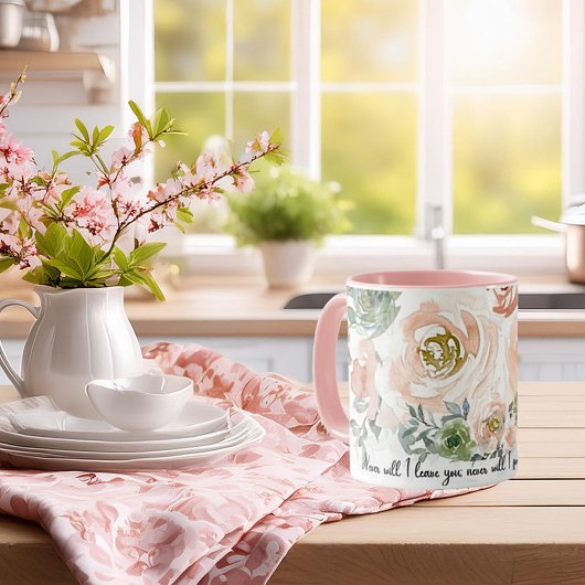 Verlass dir nie eine rosa Aquarellflora Christlich Tasse