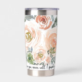 Verlass dir nie eine rosa Aquarellflora Christlich Thermobecher (Links)