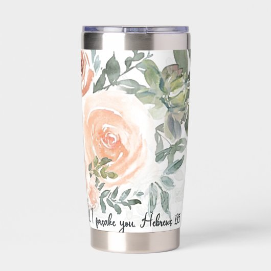 Verlass dir nie eine rosa Aquarellflora Christlich Thermobecher (Rückseite)