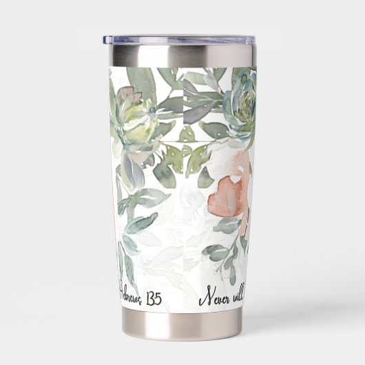 Verlass dir nie eine rosa Aquarellflora Christlich Thermobecher (Rechts)
