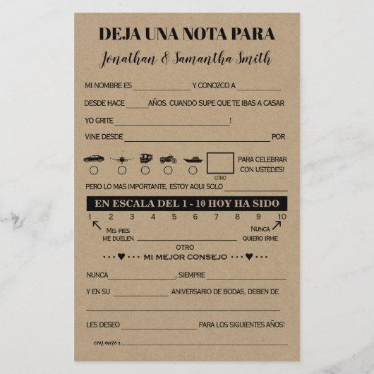 Verlass eine Notiz für eine zweisprachige rustikal (Rückseite)