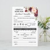 Verlass einer Note für neu verheiratete zweisprach (Stehend Vorderseite)