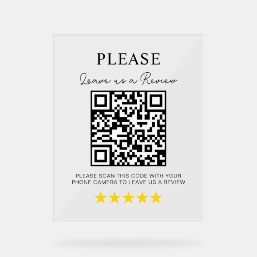 Verlass eines QR Code Business Décor Acrylschild (Vorderseite)